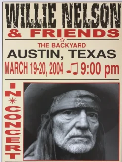 Willie Nelson - 2004 Franks Brothers 3/19-20 Poster Austin, TX