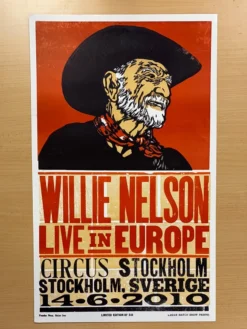 Gig Posters Willie Nelson - 2010 Hatch Show Print 6/14 Poster Stockholm, Sverige