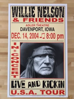 Gig Posters Willie Nelson - 2004 Franks Brothers 12/14 Poster Davenport, IA