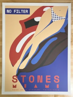 Sold Out Posters Rolling Stones - 2019 Poster No Filter Tour Miami, FL Charlie Watts