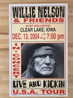 Willie Nelson - 2004 Franks Brothers 12/13 Poster Clear Lake, IA Gig Posters