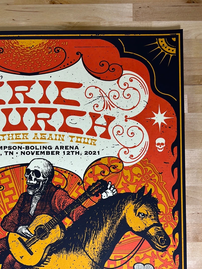 Gig Posters Eric Church - 2021 Status Serigraph Poster Knoxville, TN 6 Gig Posters Eric Church - 2021 Status Serigraph Poster Knoxville, TN