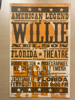Gig Posters Willie Nelson - 2010 Hatch Show Print 2/11 Poster Jacksonville, Florida