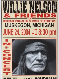Gig Posters Willie Nelson - 2004 Franks Brothers 6/24 Poster Muskegon, MI