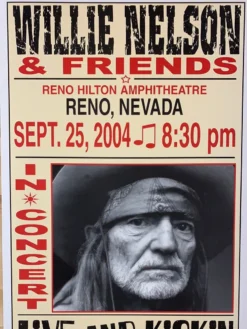 Gig Posters Willie Nelson - 2004 Franks Brothers 9/25 Poster Reno, NV