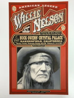 Willie Nelson - 2017 Mattole River Studios Poster Bakersfield, CA Gig Posters