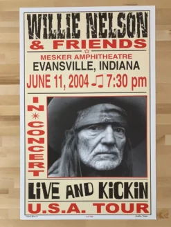 Willie Nelson - 2004 Franks Brothers 6/11 Poster Evansville, IN Gig Posters