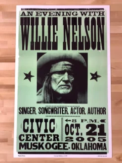 Gig Posters Willie Nelson - 2005 Hatch Show Print 10/21 Poster Muskogee, OK