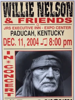 Willie Nelson - 2004 Franks Brothers 12/11 Poster Paducah, KY Gig Posters