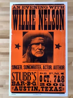 Willie Nelson - 2005 Hatch Show Print 10/7-8 Poster Austin, TX