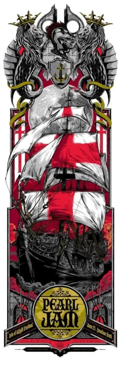 Pearl Jam - 2012 Rhys Cooper Poster Isle Of Wright Festival, GBR S/N Gig Posters