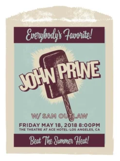 John Prine - 2018 Bob Delevante Poster Los Angeles, CA Ace Hotel Theatre Gig Posters
