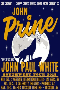 Gig Posters John Prine - 2019 Mike Armistead Poster John Paul White Southwest Tour
